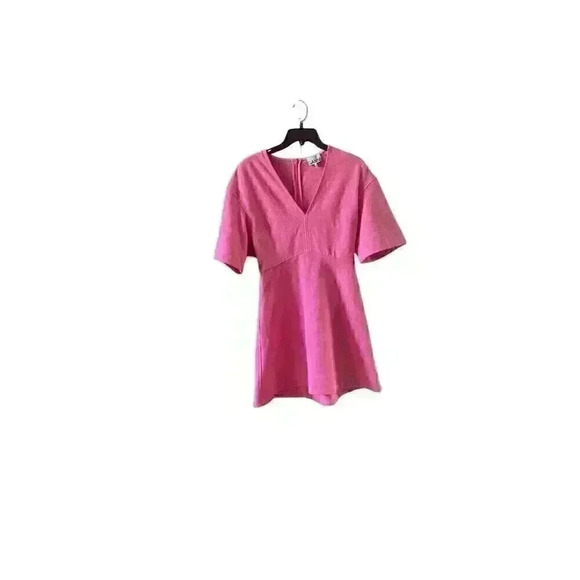 New Ganni Stretch Suiting A-Line Minidress in Shocking Pink Sixe 36/4 - Picture 8 of 13